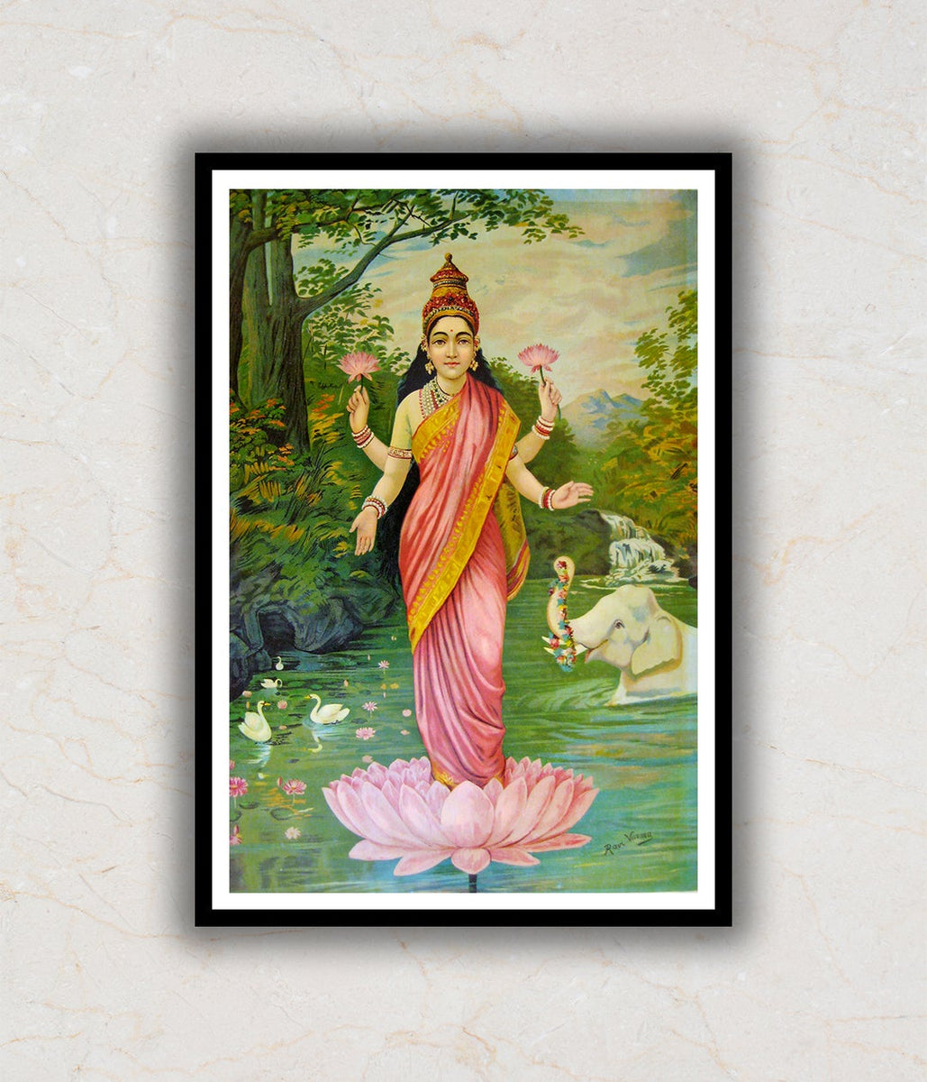 Goddess Lakshmi Raja Ravi Varma Canvas Painting Canvas Roll