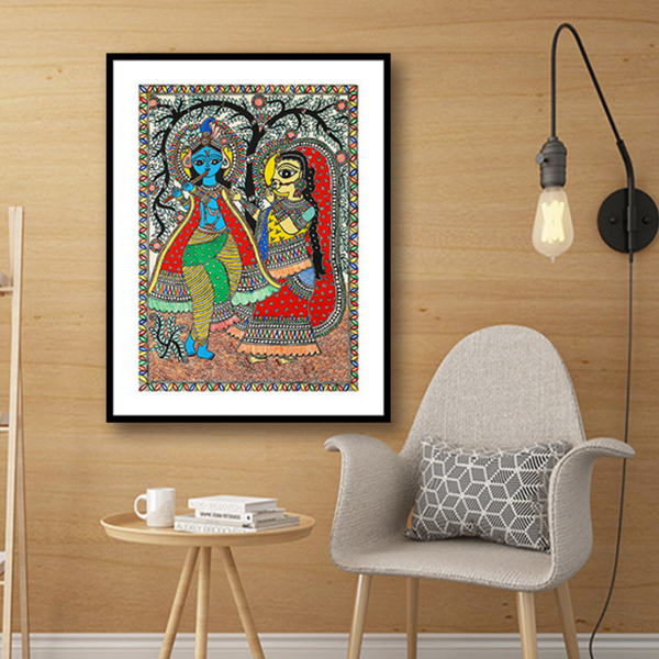 Krishna and Radha Madhubani Art Painting For Home Wall Art Decor 2