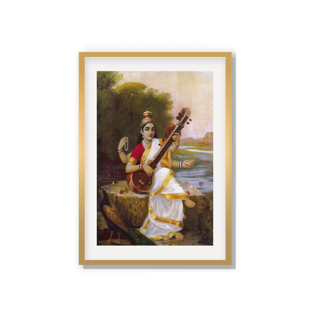 Raja Ravi Varma Artwork Painting - Saraswati