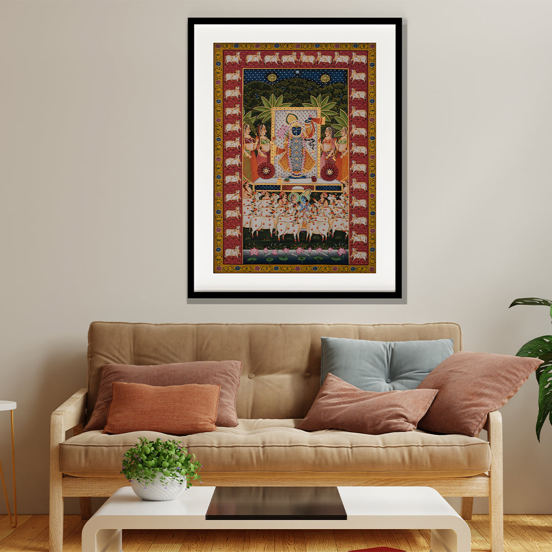 Gopashthami Utsav Pichwai Artwork Painting For Home Wall Decor