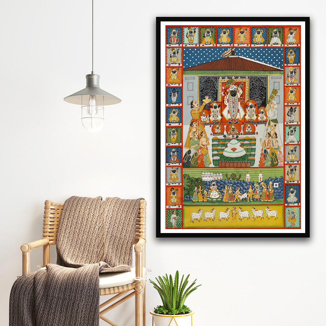 "Annakot Shrinath ji Pichwai Artwork For Home Decor "