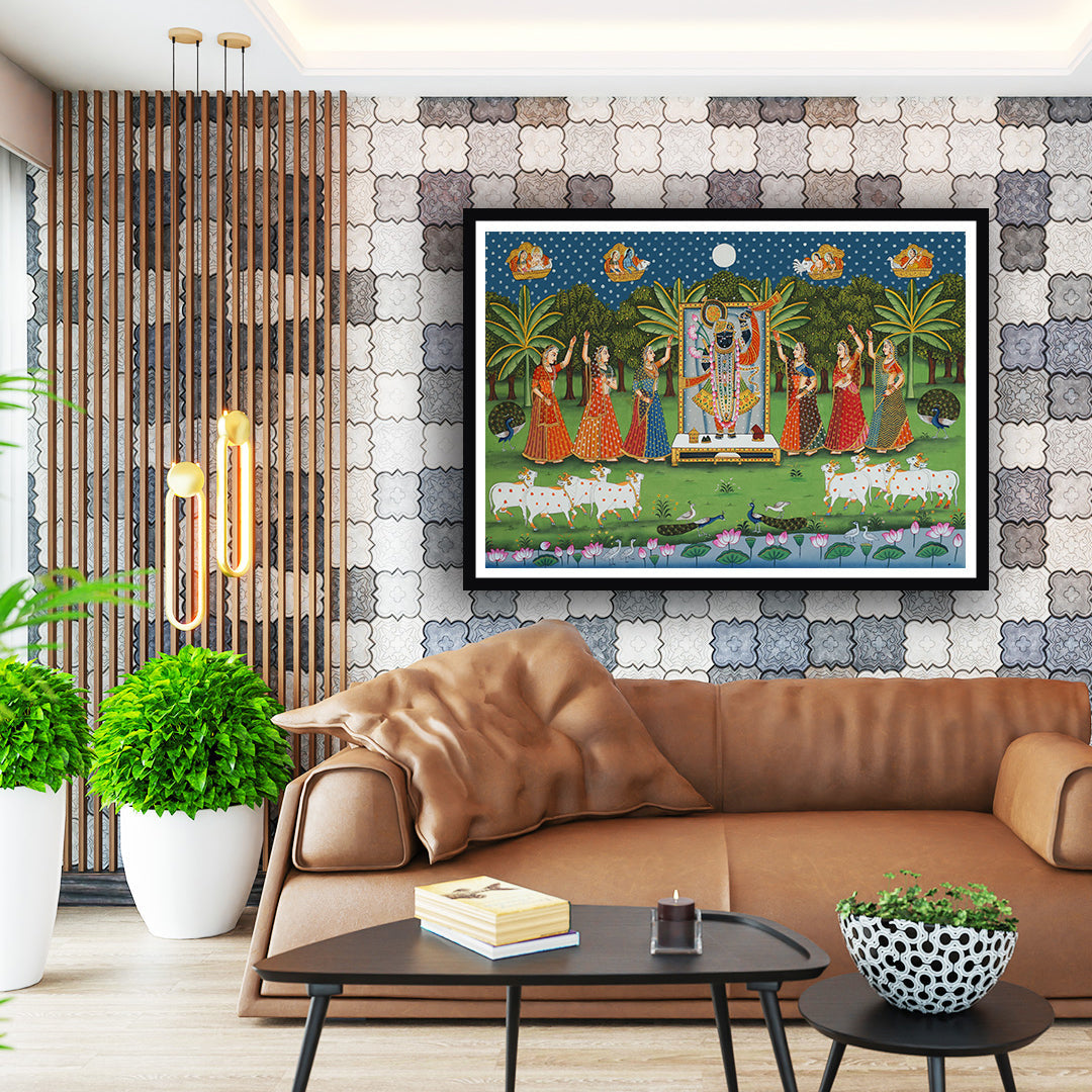 "Sharad Purnima Pichwai Artwork For Home Decor "