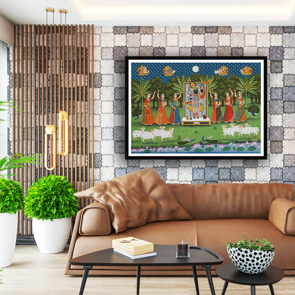 "Sharad Purnima Pichwai Artwork For Home Decor "