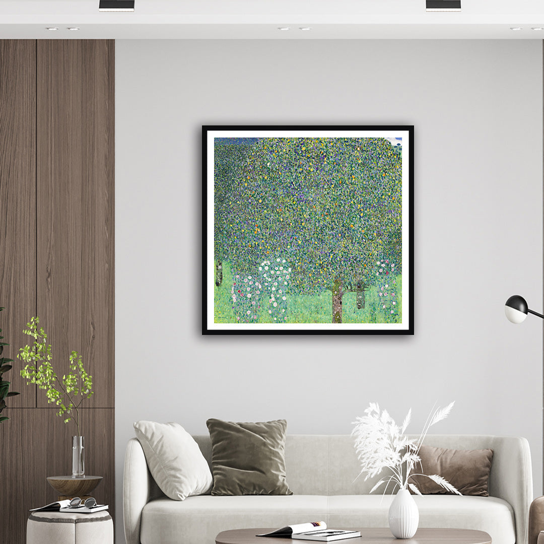 "Gustav Klimt's Rosebushes Under the Trees (1905) Famous Art Painting"