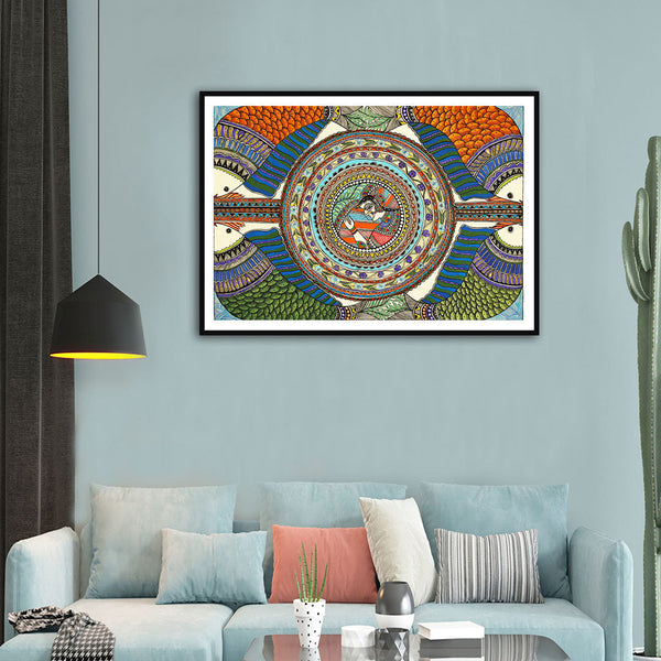 "Elephant line work Madhubani Art Painting For Home Wall Art Decor"