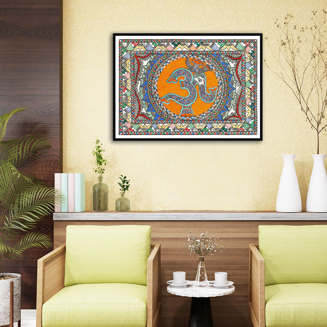 "Elephant line work Madhubani Art Painting For Home Wall Art Decor"