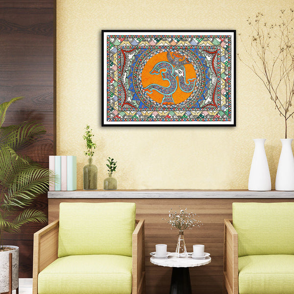 "Elephant line work Madhubani Art Painting For Home Wall Art Decor"