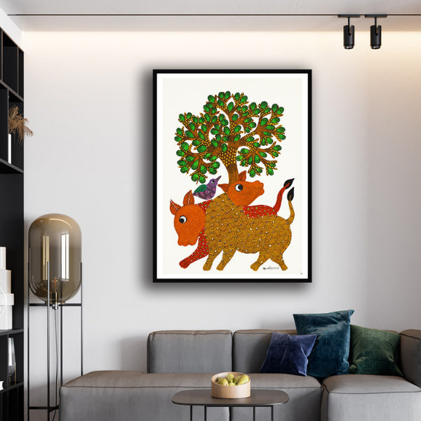 "Beasts of the Jungle Gond Art Painting For Home Wall Art Decor"