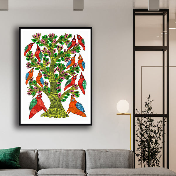 "Soul of Spring Gond Art Painting For Home Wall Art Decor"
