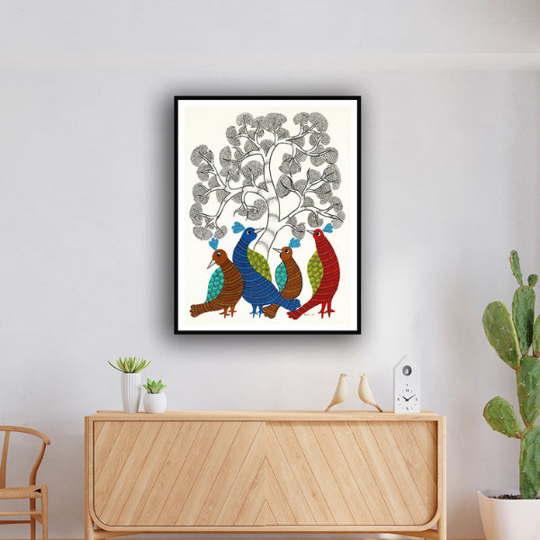 "Family Ties Gond Art Painting For Home Wall Art Decor"