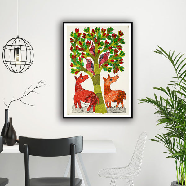 "Keeper of the Jungle Gond Art Painting For Home Wall Art Decor"