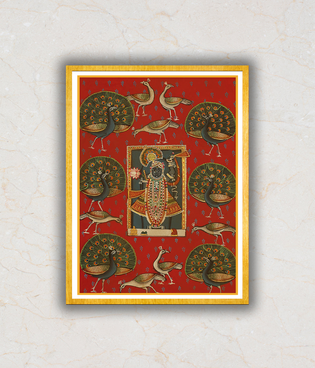 "Red Miniature Pichwai Shrinath ji Art Painting For Home Wall Art Decor"
