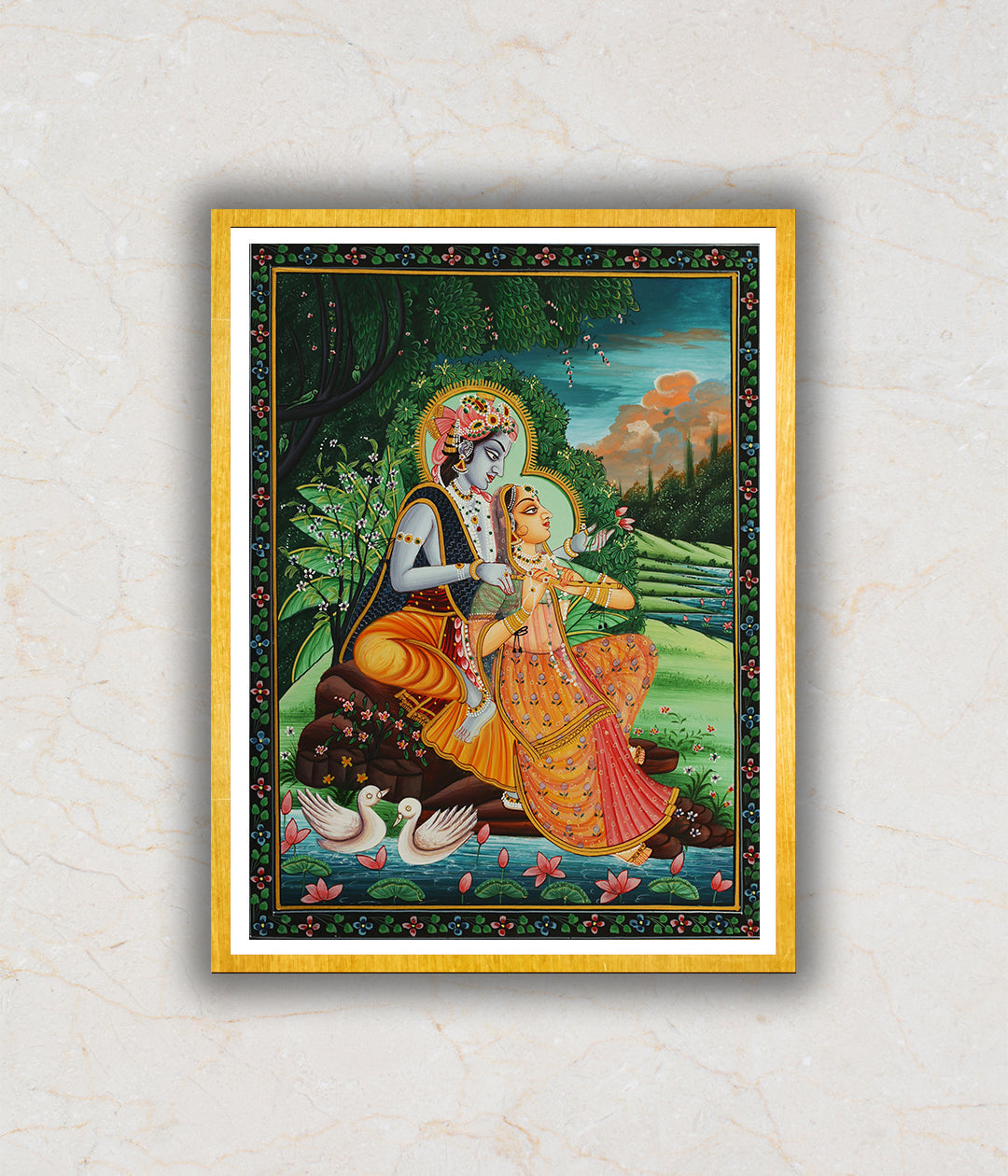 "Krishna & Radha Pichwai Art Painting For Home Wall Art Decor"
