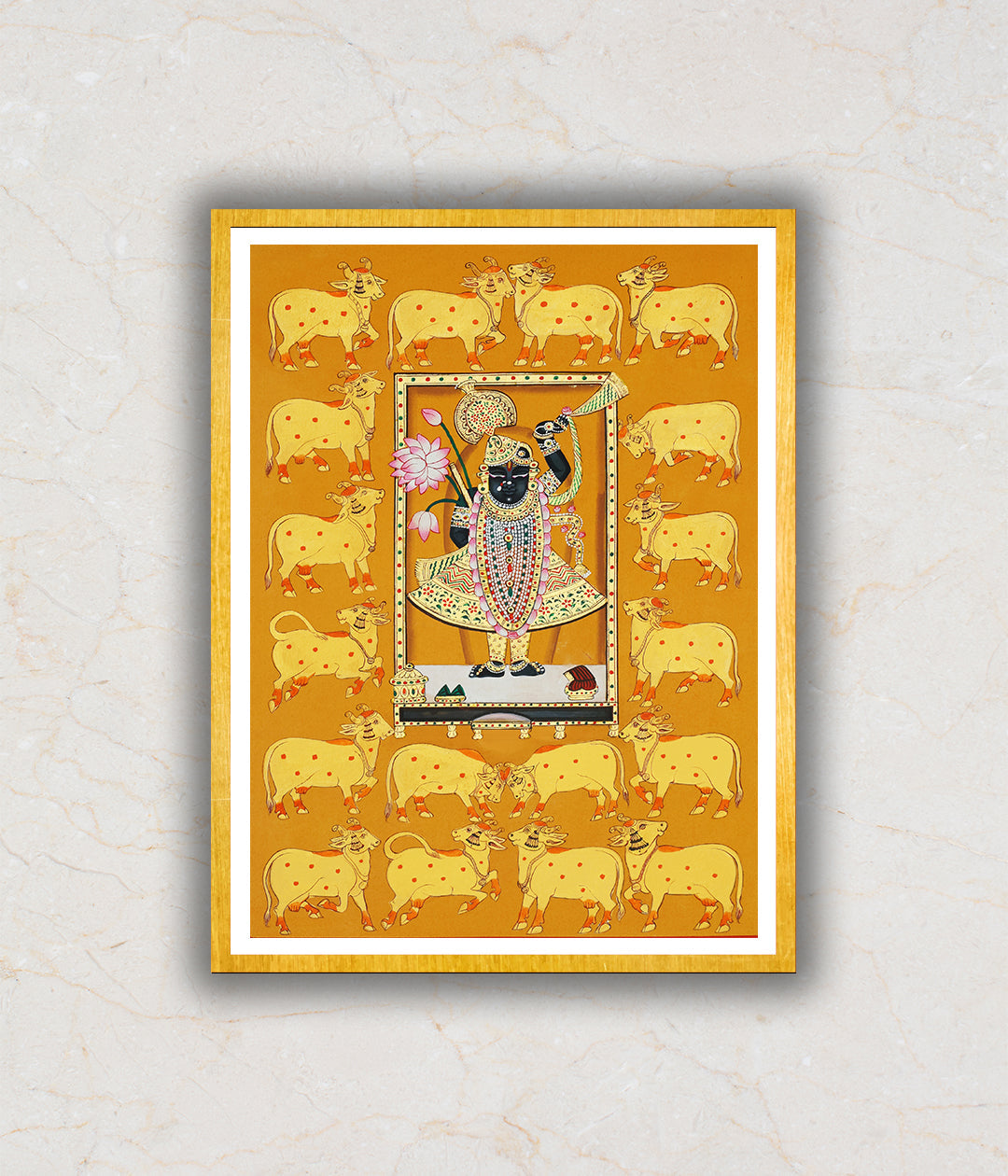 "Shrinath ji Cows Gold Pichwai Art Painting For Home Wall Art Decor 2"