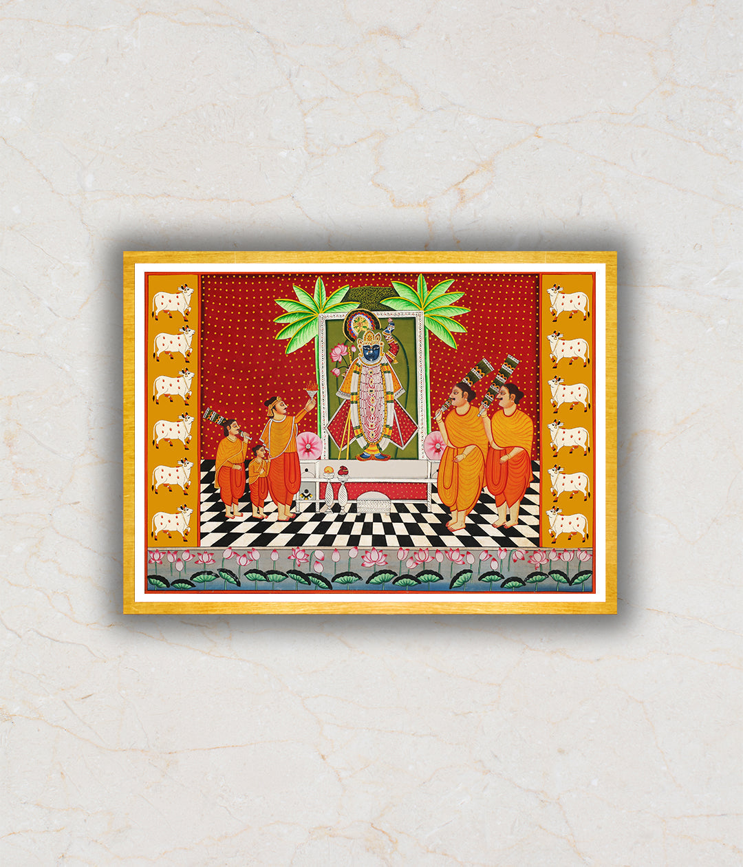 "Shrinath ji Darbar Darshan Pichwai Art Painting For Home Wall Art Decor"