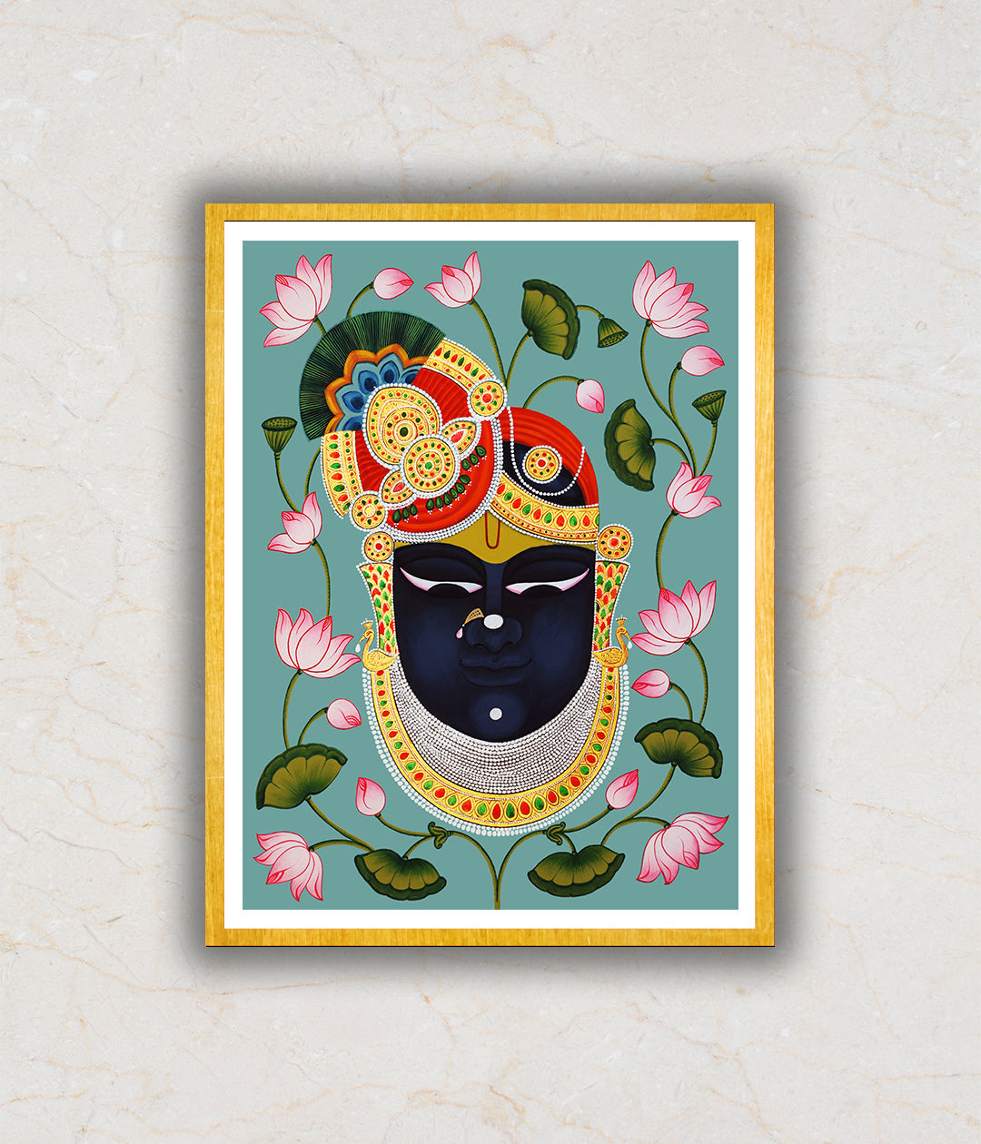 "Shrinathji Mukharvind Pichwai Art Painting For Home Wall Art Decor 2"