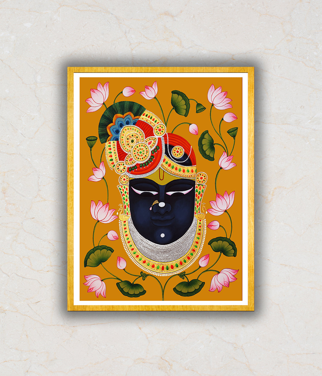 "Shrinathji Mukharvind Pichwai Art Painting For Home Wall Art Decor 1"