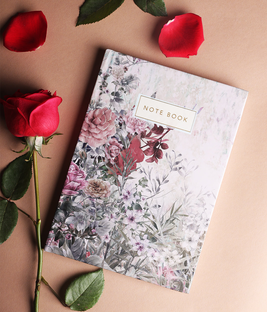 "A 90's Winter Evening Hardbound Notebook Journal Diary with Graining & Note book Gold Foil Accents"