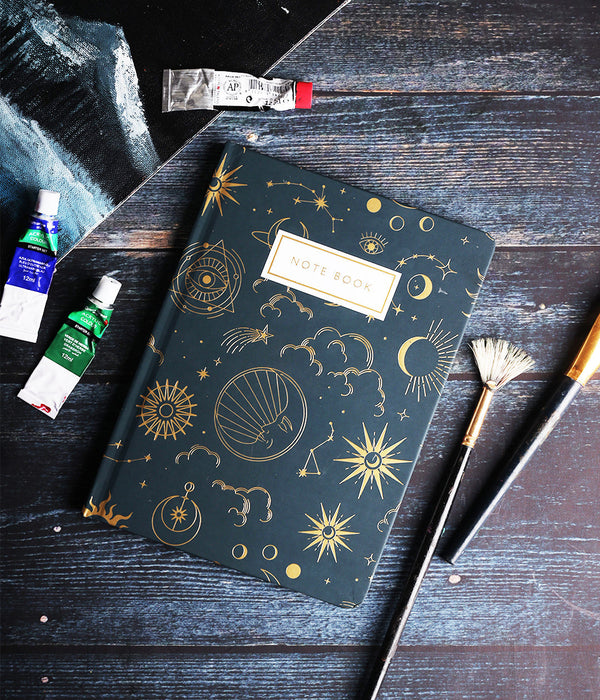 "Celestial Dream Hardbound Notebook Journal Diary with Gold Foil Accents"