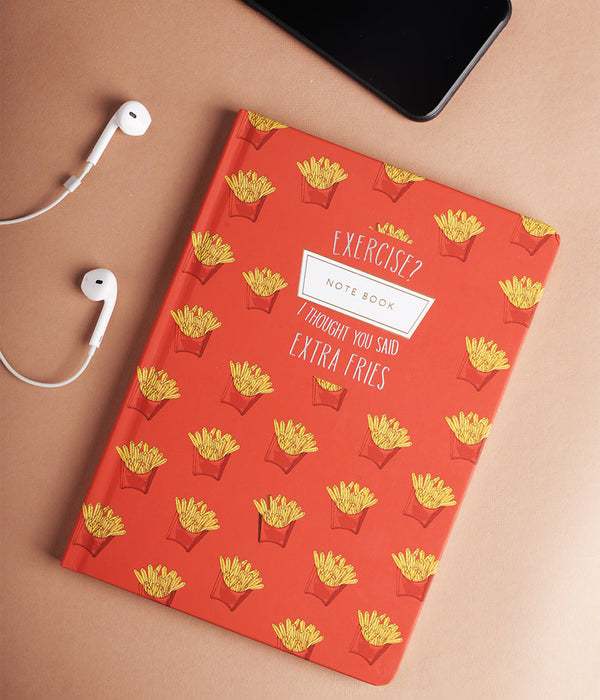 "It's Fries-Day! Hardbound Notebook Journal Diary with Silver Foil Accents"