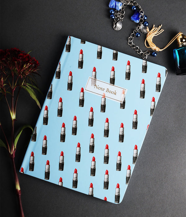 "Red Between the Lines Hardbound Notebook Journal Diary with Hybrid UV with Gold Foil Accents"