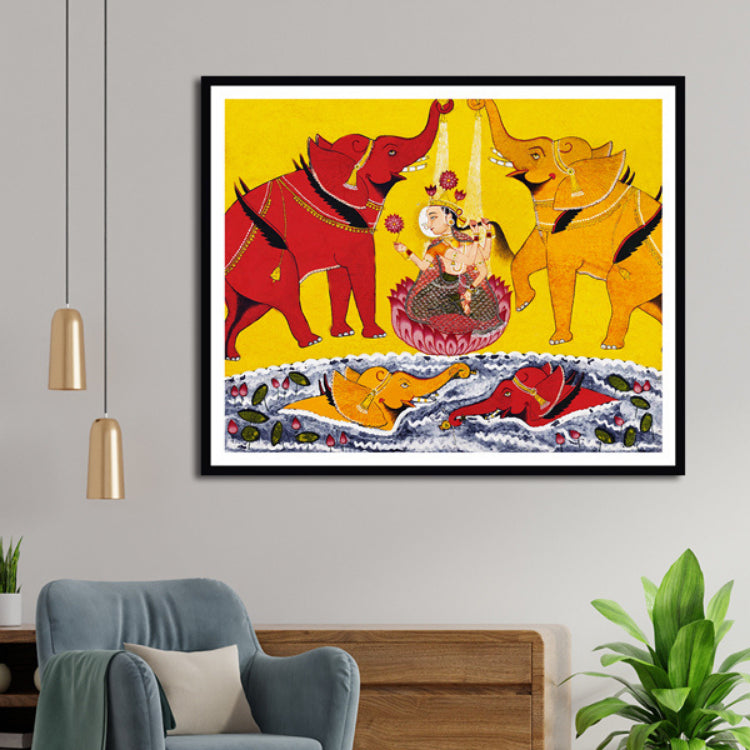 "Gaja Lakshmi Artwork Painting For Home Wall Art D�_cor"