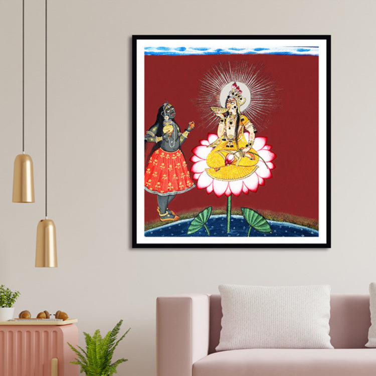 "Siddha Lakhsmi With Kali Artwork Painting For Home Wall Art D�_cor"