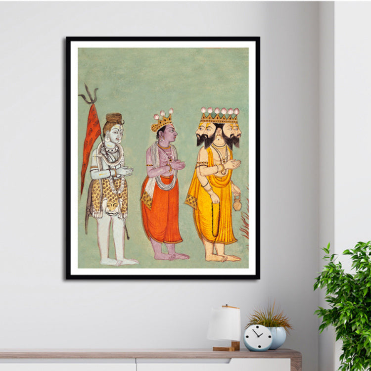 "Vishnu and Brahma Adoring Kali Artwork Painting For Home Wall Art D�_cor"