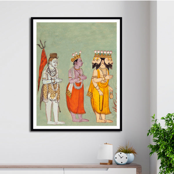 "Vishnu and Brahma Adoring Kali Artwork Painting For Home Wall Art D�_cor"