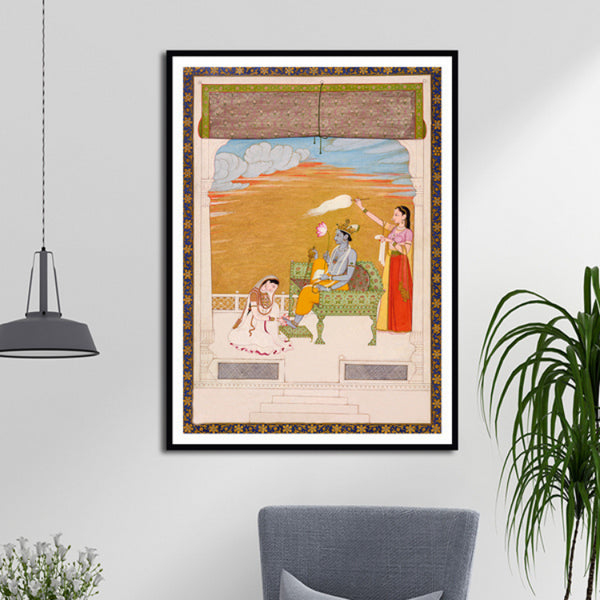 "Krishna Fluting, Folio From a Dasavatar Series Artwork Painting For Home Wall Art D�_cor"