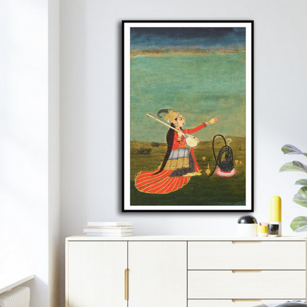 "Female Performer With Tanpura Artwork Painting For Home Wall Art D�_cor"