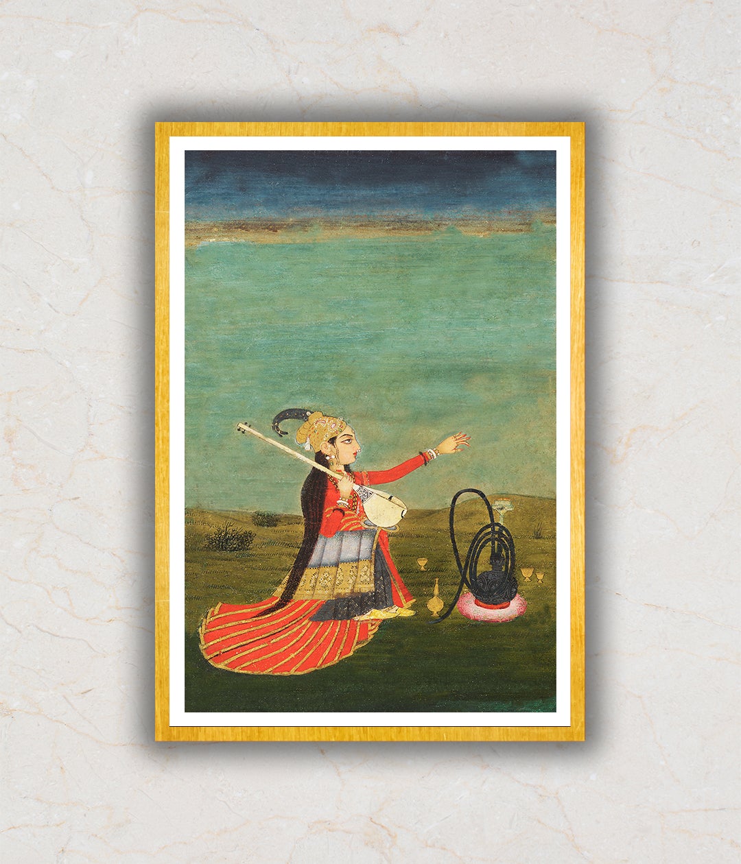 "Female Performer With Tanpura Artwork Painting For Home Wall Art D�_cor"