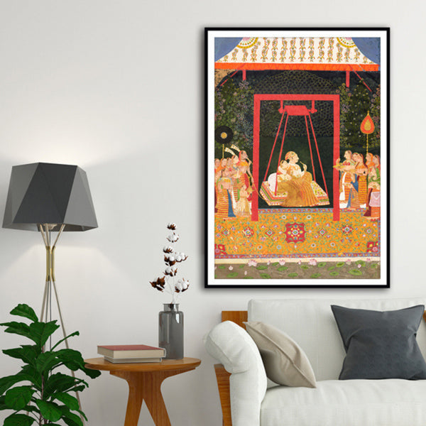 "Rao Ram Chandra of Bedla on a Swing Artwork Painting For Home Wall Art D�_cor"