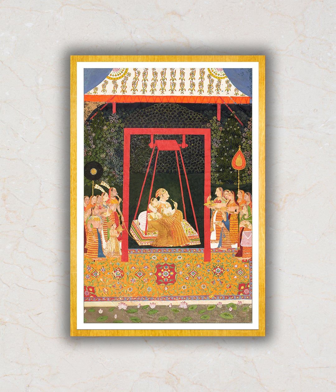 "Rao Ram Chandra of Bedla on a Swing Artwork Painting For Home Wall Art D�_cor"