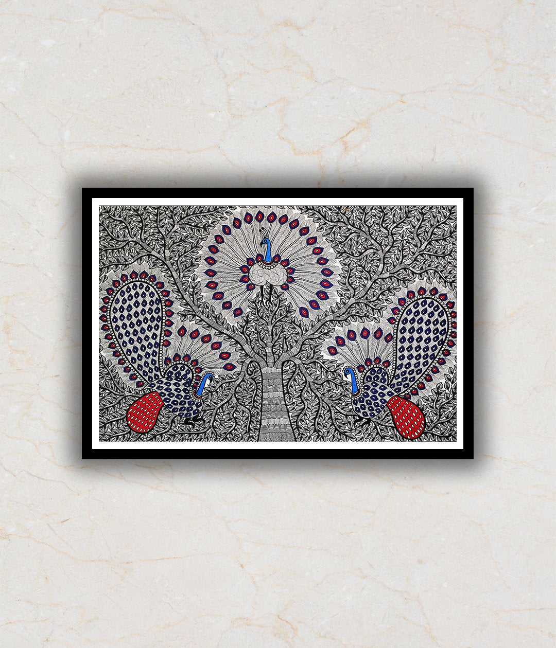 "Magnificence of Feathers Madhubani Art Painting For Home Wall Art Decor"