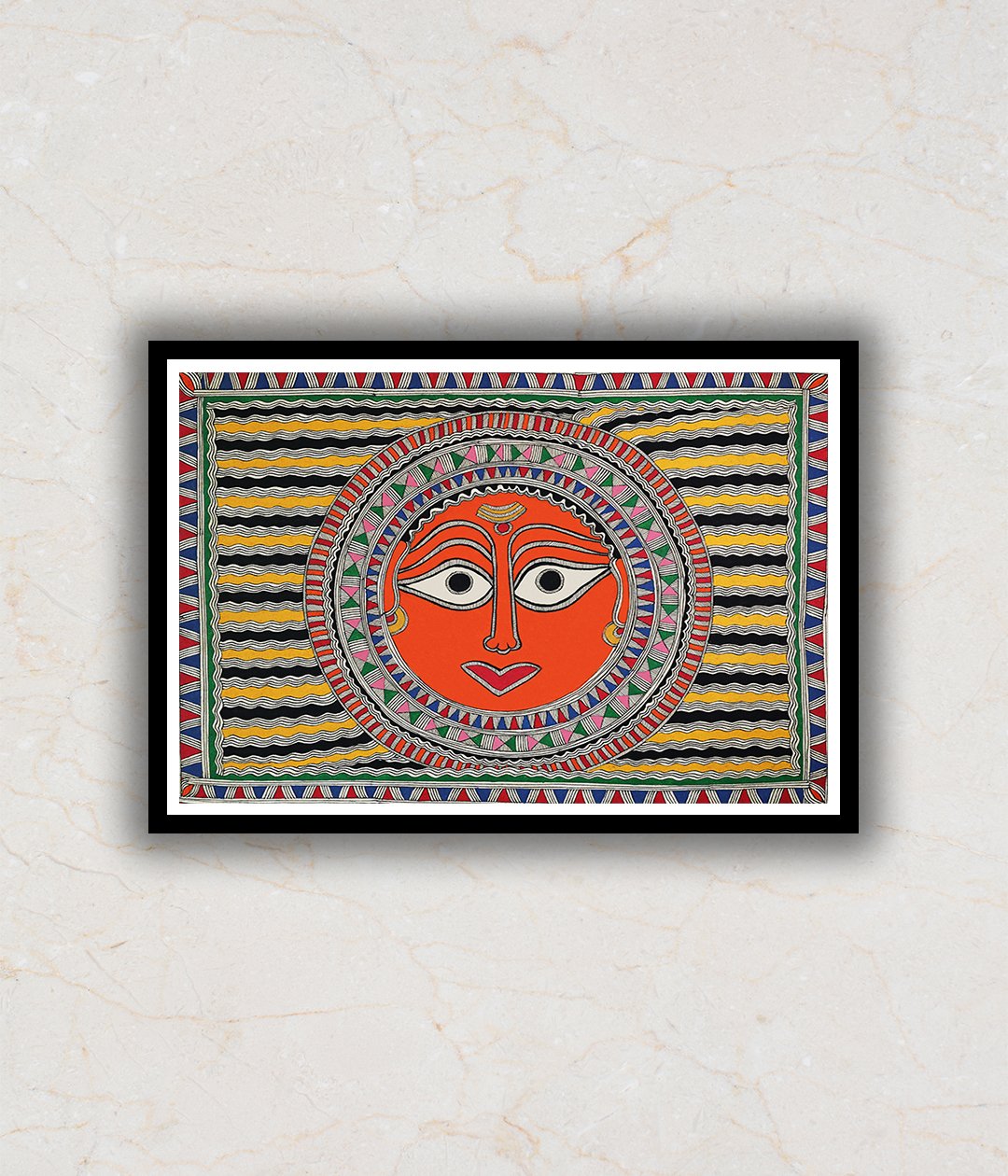 "The Sun God Madhubani Art Painting For Home Wall Art Decor"