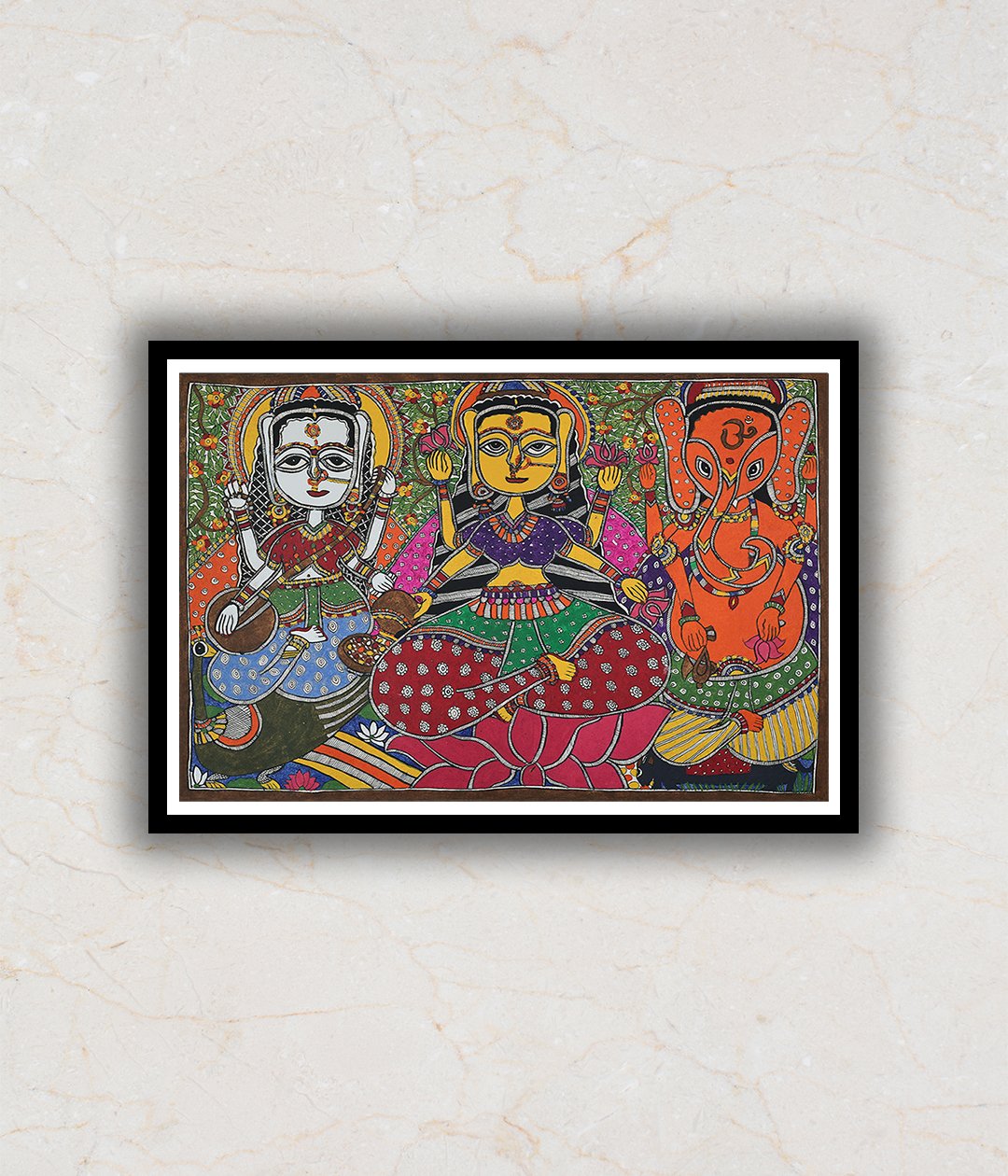 "Laxmi Darbar Madhubani Art Painting For Home Wall Art Decor"