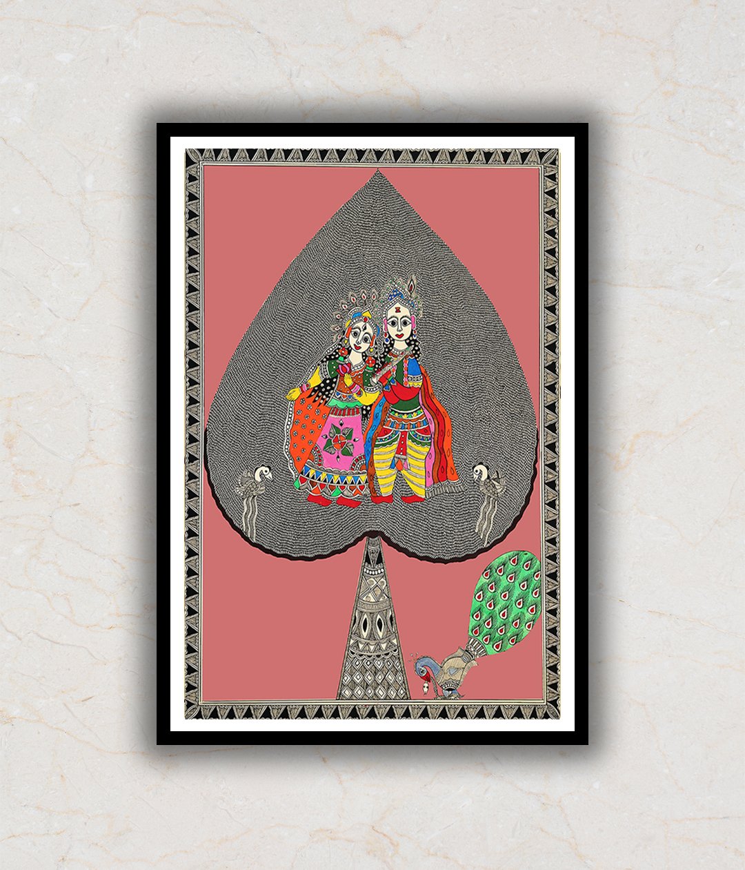 "Radha Krishna Madhubani Art Painting For Home Wall Art Decor"