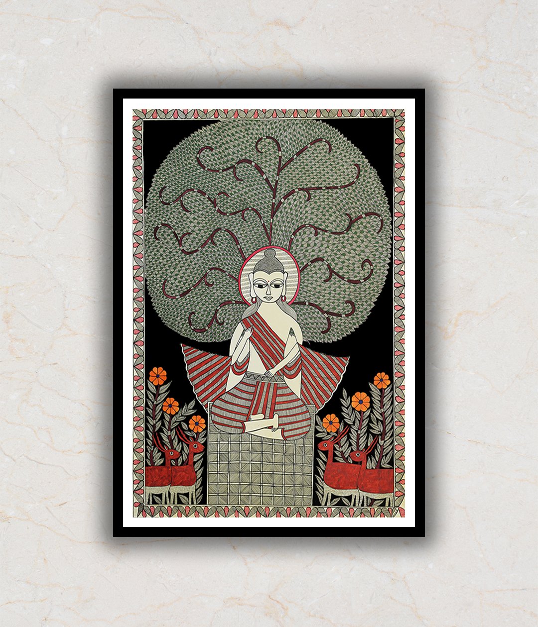 "Buddha Madhubani Art Painting For Home Wall Art Decor 4"