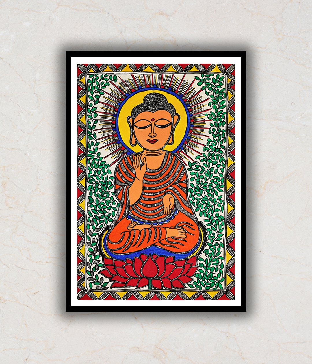 "Buddha Madhubani Art Painting For Home Wall Art Decor 1"