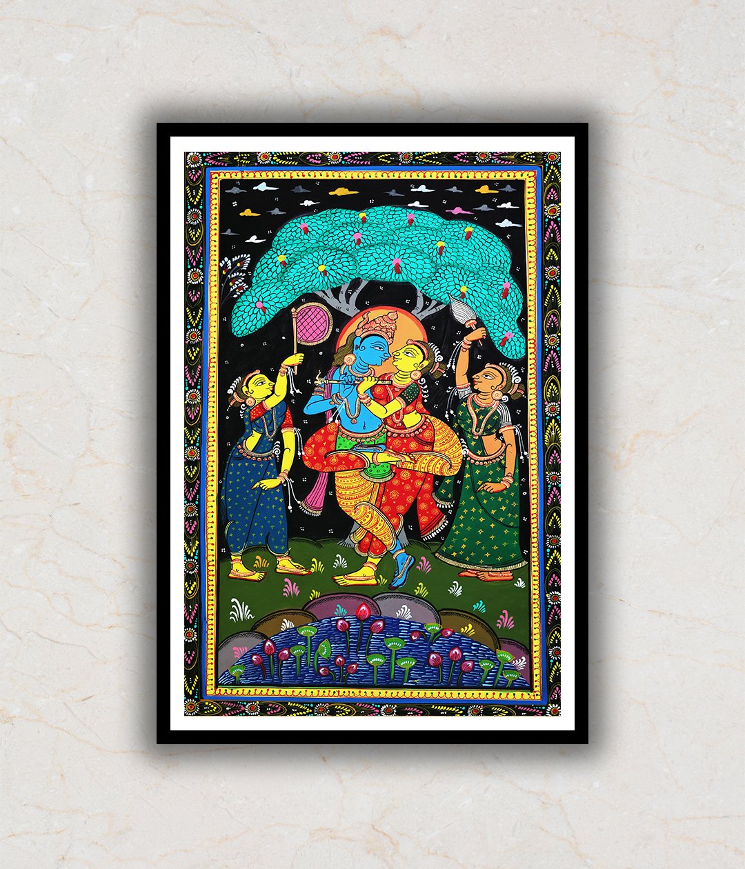 "Radha Krishna Pattachitra Art Painting For Home Wall Art Decor"