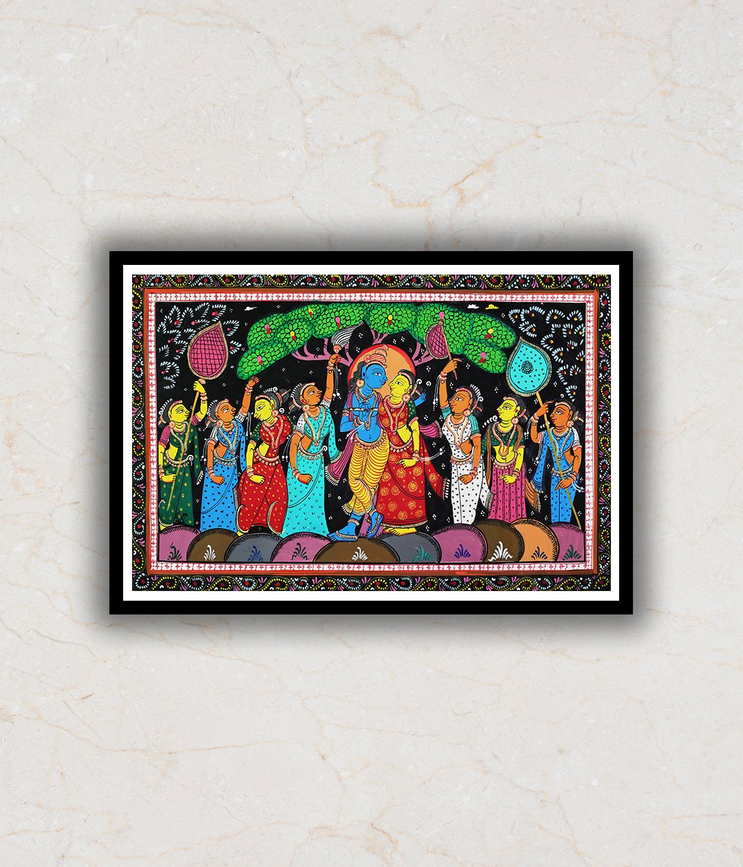 "Radha Krishna Pattachitra Art Painting For Home Wall Art Decor"