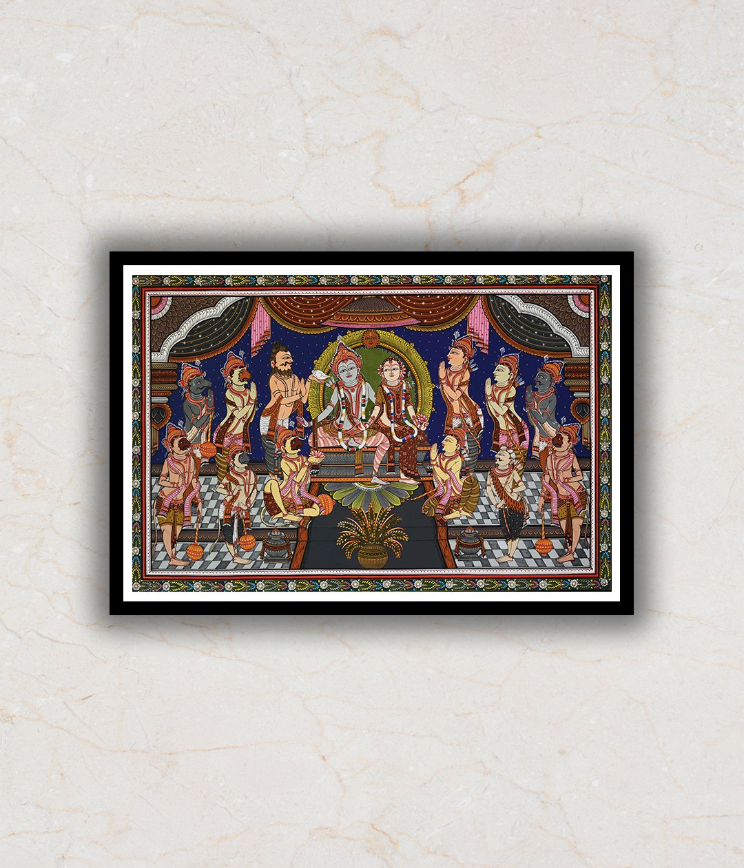 "Ram Abhishek Darbar Pattachitra Art Painting For Home Wall Art Decor"
