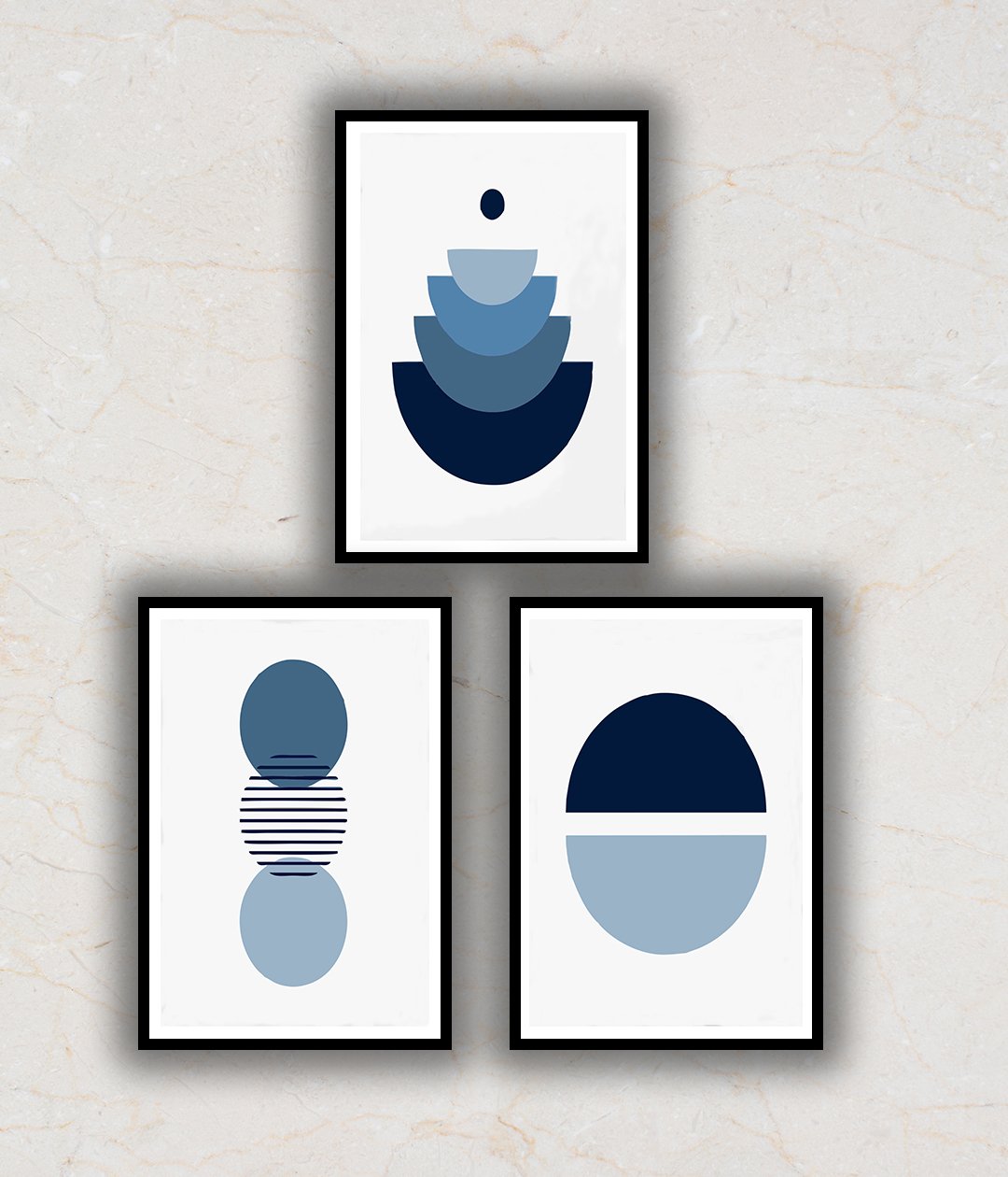 "Set of 3 The Rotating Perspective Abstract Painting"