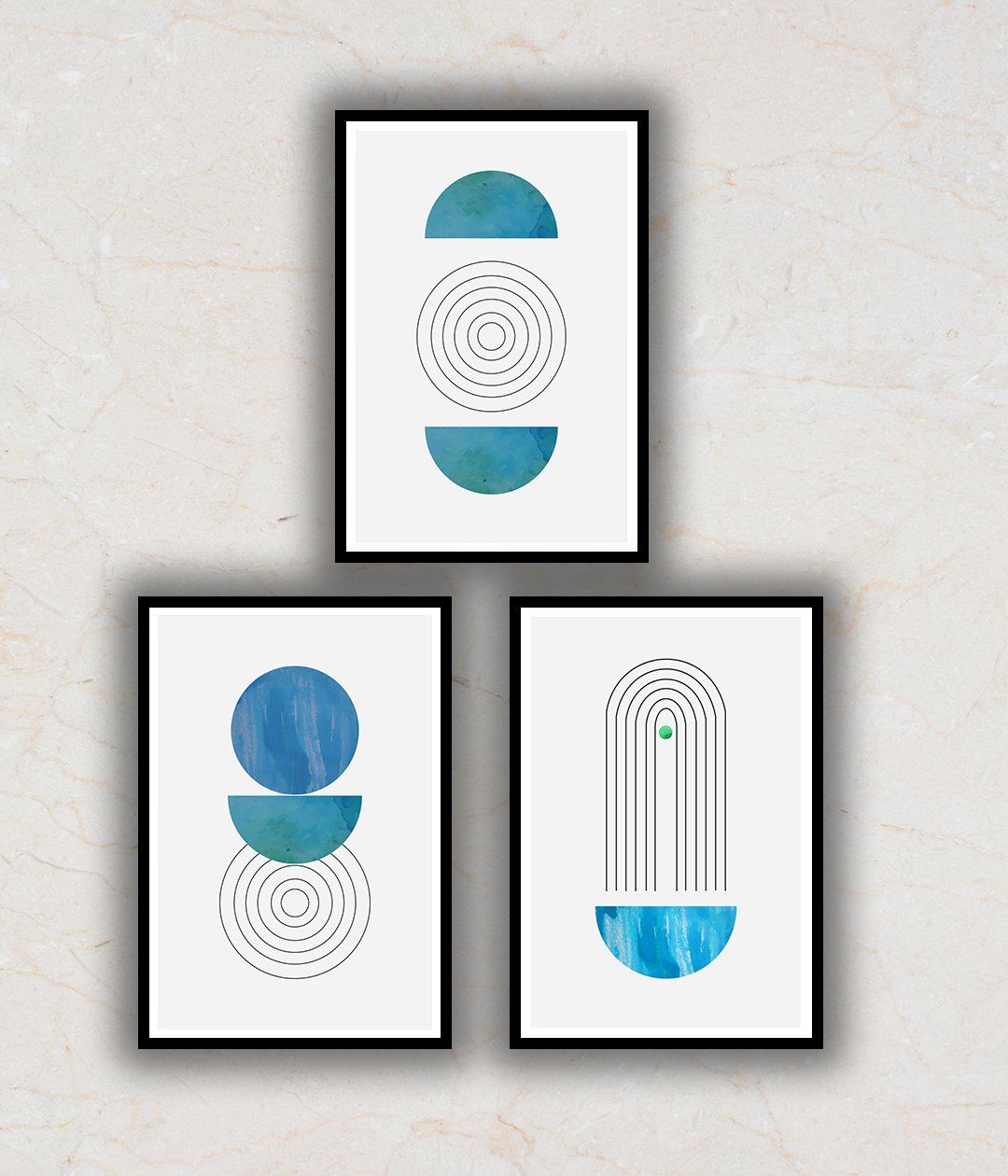 "Off To Liberty Set Of 3 Abstract Madhubani Art Paintings For Home Wall Decor"
