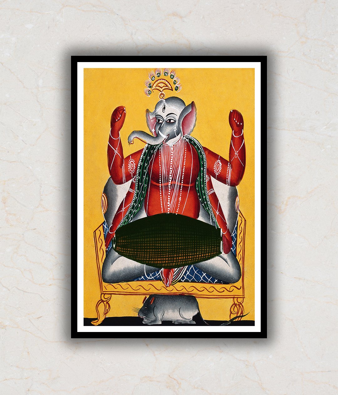 "The Dhola Drum Welcome Ganesh/Ganpati Art Painting For Home Wall Art Decor On Canvas"