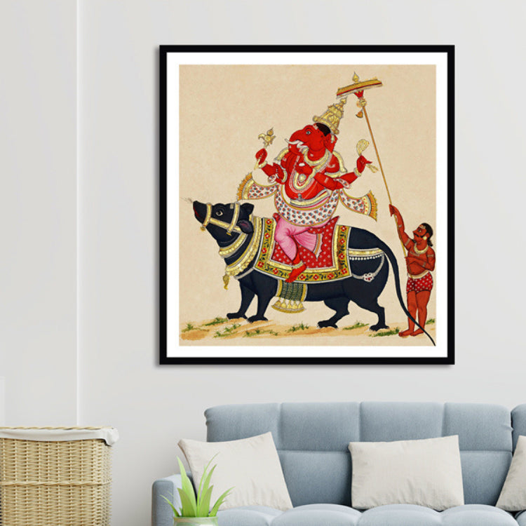 "Thajavur Ganesh/Ganpati Art Painting For Home Wall Art Decor"
