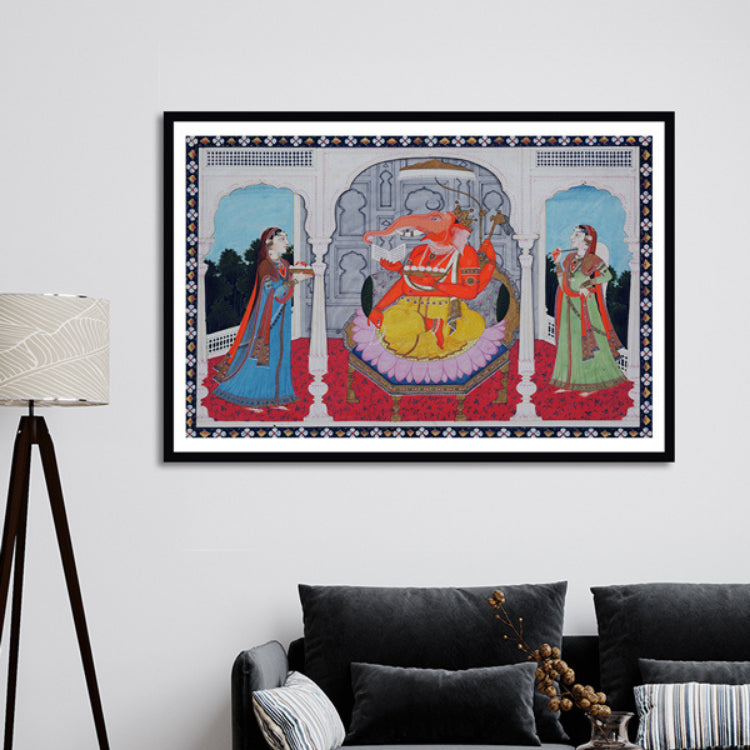 "Adoration of Ganesha/Ganpati Art Painting For Home Wall Art Decor"