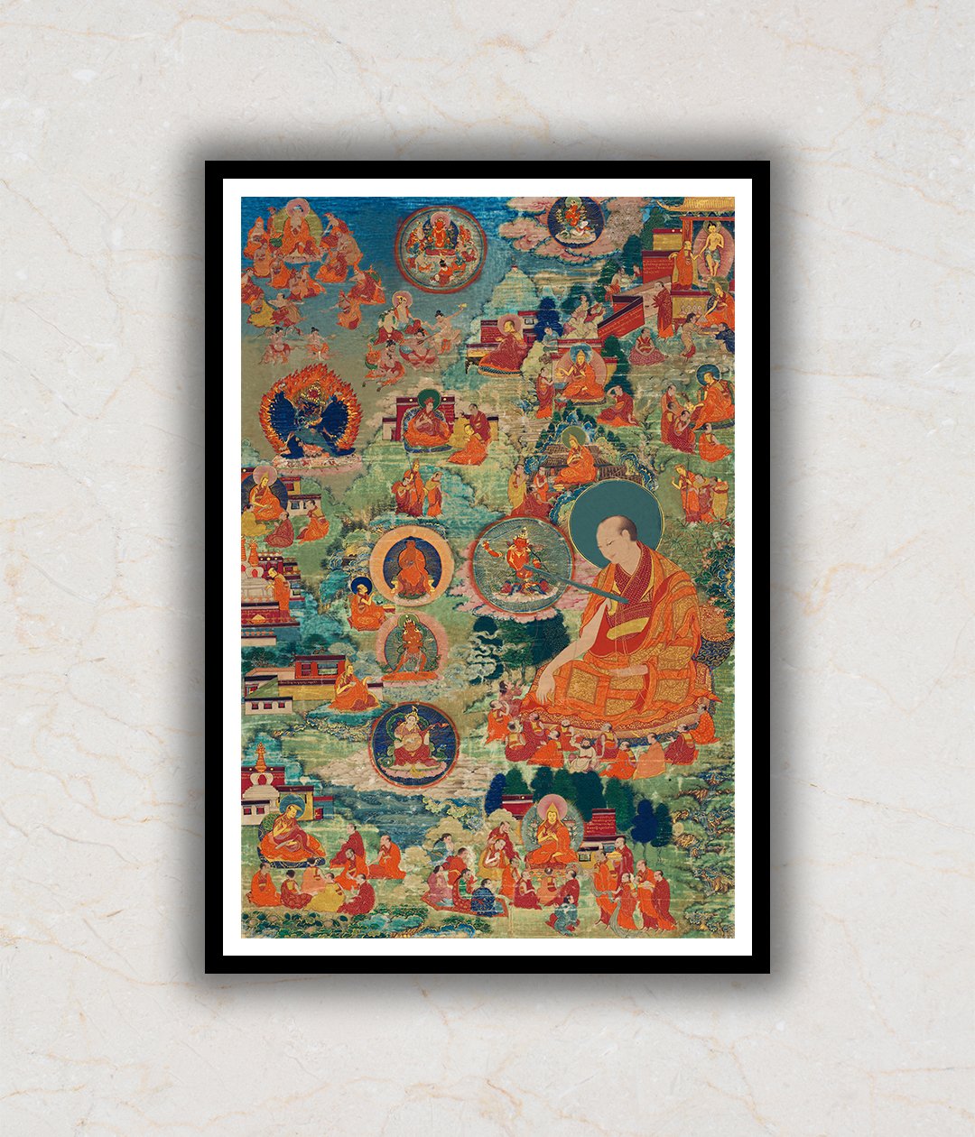 "Tsong-kha-pa and scenes from his Life Scenes of Tsong-kha Pa Buddha Art"