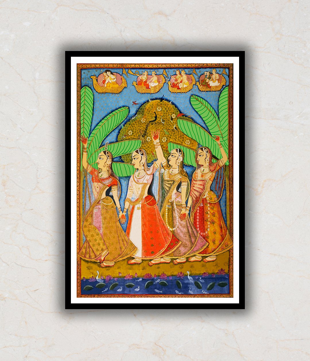 "Sharad Purnama Antique Pichwai Art Painting For Home Wall Art Decor"